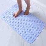 Lifekrafts Anti-Skid Shower Bath Mat with Soft Pebble PVC (Blue, 88x58 cm)