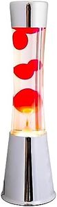 fisura. - Lampe à lave rouge. Base chromée, liquide transparent et lave rouge. Lampe d'ambiance originale. Avec ampoule de rechange. 11 cm x 11cm x 39,5 cm.