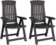 vidaXL Modern Outdoor Patio Reclining Chairs in Anthracite - Made of High-Impact Polypropylene, Adjustable Backrest, Foldable Design, Suitable for Garden and Patio (Set of 2)