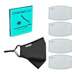 Onroad Co. Reusable and Washable Anti Pollution Masks with 4 PM 2.5 Replaceable Filters - Black Color, Large (Ideal for 60-90 kgs body weight)