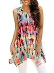 Viracy Dressy Shirts for Women, Maternity Beach Clothes Sleeveless Swing Tunic Summer Floral Flare Tank Top Casual High Low Loose Print Tee Pattern Multicoloured XXL