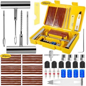 NLMWTI Kit Repara Pinchazos Coche, 58pcs Kit Antipinchazos Coche 30 tilas de repalacion, Kit Pinchazos Coche, Repara Pinchazos Coche, kit de reparación de neumáticos para automóviles