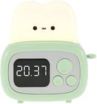 Cute Kids Alarm Clock Dimmable Digital Clock with Night Light Rechargeable Sleep Training Clock Wake Up Alarm Clocks Portable Alarm Clock Timer Clock Bedside Clock Light for Home Exercise Bedroom