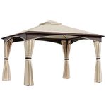 Outsunny 10.5'x 12' Soft Top Gazebo Canopy Tent w/Double Roof, Eaves Design and Mesh Netting Sidewall Outdoor Patio Large Garden