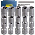 THINKPRO 17 PCS Impact Bolt & Nut Remover Set,Upgraded Bolt Extractor Kit,Stripped Lug Nut Remover, Extraction Socket Set for Removing Damaged, Frozen, Rusted, Rounded-Off Bolts, Nuts & Screws