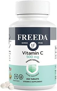 FREEDA Vitamin C - Vegan Vitamin C 500mg - Kosher - Powerful Antioxidant Immune Support - Easy to Swallow Vitamins C Tablets as Ascorbic Acid - Pure Vitamin C 500 mg - VIT C Supplement (250 Count)