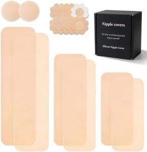 Dopheuor Precut Silicone Boob Tape Nipple Pasties, 6Pcs Soft Stretch Breast Lift Tape for Large Bust A-G Cup, Sweatproof Invisible Reusable Strapless Backless Beige