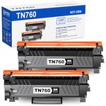 [with CHIP] TN760 Toner Cartridge Replacement for Brother TN 760 TN-760 TN730 Toner Compatible with DCP-L2550DW MFC-L2710DW HL-L2370DW HL-L2390DW MFC-L2750DW HL-L2390DW HL-L2350DW (2 Black)