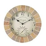 Homezone® Large modern Slate Effect wall clocks garden ornaments outdoor indoor Wall Clock Decorative waterproof clock wall outdoor thermometer wall thermometer indoor