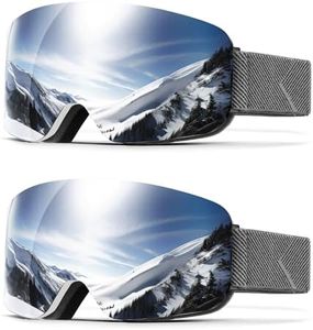 QALLY Ski Goggles for Men Women Snow Goggles Anti fog Snowboard Goggles with 100% UV Protection, White Frame Silver Lens/White Frame Silver Lens
