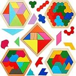 5 Pack Wooden Hexagon Puzzle for Ki