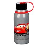 Disney Store Official Pixar Cars Water Bottle in Stainless Steel, 325ml, Printed Drink Flask with Twist Top Lid and Flexible Carry Loop, Lightning McQueen, grey Kids' School Bottle