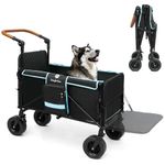 Snagle Paw Folding Dog Stroller for Large Dogs,All Terrain Pet Pushchair with Lockable Wheels&Adjustable Handle,Pet Stroller with Tailgate&Ramp,Breathable Buggy for Outdoor Walking,Gargen, Up to 90kg