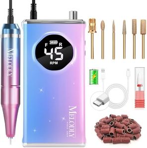 Electric Nail Drill File Professional 45000 RPM, Melodly Rechargeable Electric Nail File Machine Kit for Acrylic Gel Nails Polishing Removing, Portable Cordless Efile with Gold Bits Kit at Salon Home