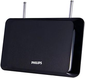 Philips Indoor TV Antenna, Rabbit Ears, Digital, HDTV Antenna, Smart TV Compatible, 4K 1080P VHF UHF, 6Ft Coaxial Cable, Dipoles, Black, SDV1227B/27