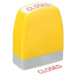 PATIKIL Closed Notice Stamp Self Inking, Red Ink Office Stamps Pre Inked Message Stamp Refillable Business Stamp, Yellow