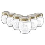 Bormioli Rocco Quattro Stagioni Glass Storage Jars - Traditional Kitchen Food Canister with Screw Top Lid - 300ml - Pack of 6