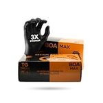 TG TOUGH GLOVE BOA MAX (M) Nitrile Gloves (Pack Of 100) | Super Strong Black Disposable Gloves | 3x Thicker Super Strong Heavy-Duty Industrial Gloves