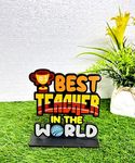 Fabulous Finds Antique Best Teacher in The World Wooden/MDF Trophy Gift for Teacher(14.5CM) Multicolour