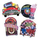 Beistle 55751 4-Pack Packaged Fabulous 50's Cutouts, 16-Inch