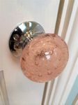 Beautiful Pair of Large Light Pink Contemporary/Retro Round Smooth Bubble Glass Chrome Mortice Door Knobs/Handles