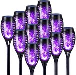 Toodour Solar Torch Flame Lights, 12 Pack Solar Lights Outdoor with Flickering Flame, Waterproof Patio Light Landscape Decoration Lighting for Garden, Lawn, Yard, Outdoor Decorations - Purple