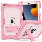 Case for ipad 9th/ 8th/ 7th Generation Case 10.2 Inch (2021/2020/2019), Heavy Duty Shockproof Rugged Protective Case for iPad 10.2 Case Built-in Multi Angle Viewing Kickstand (Pink+LP+Pink)