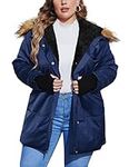 IN'VOLAND Women's Plus Size Hooded Parkas Coats Windproof Faux Fur Thicken Fleece Line Down Jackets with Pockets