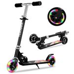 Scooters for Kids Folding Kick Scooter for 3+Years Old Boys & Girls,3 Adjustable Heightand Rear Brake, Flashing Light up Wheels, Lightweight Scooter with Sturdy Frame. (Black)