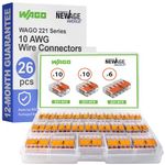 WAGO 221-61x Series 10AWG Splicing Wire Connector Assortment Pack 26pc | Compact Lever Nuts Assortment with Case | Includes (10x 221-612), (10x 221-613), (6X 221-615)