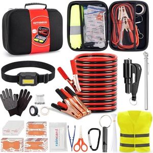 AUTODECO Car Roadside Emergency Kit Portable Black