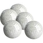 WHOLE HOUSEWARES Glass Mosaic Decorative Balls - Elegance for Centerpiece Bowls for Table - Set of 5 Handcrafted Modern Orbs - Durable Spere Material - Captivating Home Decor - Diameter 3" - White