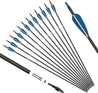 KESHES Archery Carbon Arrows for Compound & Recurve Bows - 30 inch Youth Kids and Adult Target Practice Bow Arrow - Removable Nock & Tips Points (12 Pack)