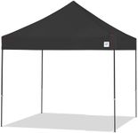 E-Z UP Pyramid Instant Shelter Canopy, 10' x 10' with Wide-Trax Roller Bag & 4 Piece Spike Set, Black