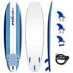 Wavestorm - Classic Soft Top Foam 7ft Surfboard Surfboard for Beginners and All Surfing Levels Complete Set Includes Leash and Multiple Fins Heat Laminated, Blue Pinline (AZ22-WSSF700-PIN)