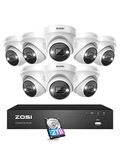 ZOSI 8CH 4K PoE Security Camera System with Person Vehicle Detection,8pcs 5MP Indoor Outdoor PoE IP Cameras,2-Way Audio,Color Night Vision,8CH 4K NVR Recorder with 2TB HDD for 24/7 Recording