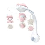Infantino 3-in-1 Projector Musical Mobile, Convertible Mobile, Table & Cot Light Projector with Wake-Up Mode to Simulate Daylight, Includes 6 Melodies & 4 Nature Sounds, Dusty Rose