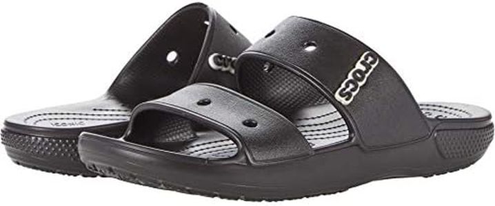Crocs Classic Sandal, Sandali Unisex-Adulto con Due Fasce Antiscivolo, Nero, Taglia 42-43 EU