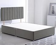 ComfoRest - 5FT Stripe King Size Bed Frame - King Size Bed | NO Mattress Included | Bed Frame Only | 24" Headboard | WITHOUT DRAWER | Divan Bed (Grey Plush)