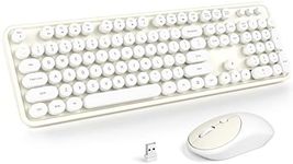 Atelus Wireless Keyboard and Mouse, Typewriter Full Size Keyboard with Number Pad and 2 in 1 USB Connected Mouse for Windows 7/8/10, Laptop, Desktop, PC, Computer (Off-White)