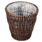 Small Woven Basket Wastebasket Wicker Trash Can Decorative Waste Paper Bin for Bedroom Bathroom Office Storage Basket