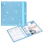 Wisdompro Driving Licence Holder Car Registration and Insurance Documents Holder - PU Leather Paperwork Wallet Case Organizer for Vehicle Documents and Cards - Bling Light Blue