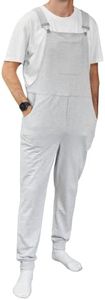 Swoveralls Unisex Sweatpant Overalls – Relaxed Fit Bib Overall | Jogger Cuff, Zipper Fly, 6 Pockets- Large Light Heather Grey