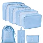 KaarOvers Packing Cubes Travel Organizer Bags for Luggage, Compression Packing Cubes, Luggage Organiser Bags for Travel Accessories - Set of 7 - (Sky Blue)