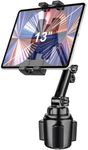 woleyi Cup Holder Car Tablet Mount, iPad Mount Holder for Car/Truck, 360° Rotation Adjustable Universal Tablet Stand Cradle Compatible with iPad Pro Air Mini, Galaxy Tabs, Cell Phones, 4-12.9" Devices