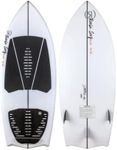 Ronix Flyweight Bat Tail Wakesurf Board, Glacier White/Red, 4' 5" Standard