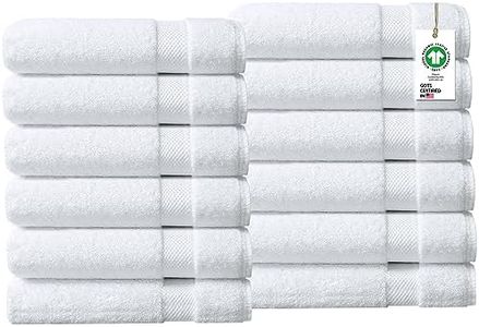Delara 100% Organic Cotton Towels 650 GSM Plush Feather Touch Quick Dry Bath Towel, Pack of 12 GOTS Certified, Oeko-Tex Green Certified, Organic Cotton Bath Towel, 30"X58"