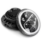 Royalpiston Smart LED 7Inch Headlight 75-110W-12V For Royal Enfield, Mahindra, Jeep, Harley Davidson (5-Star LED Headlight )