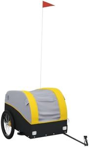 vidaXL Bike Trailer, Bicycle Carrier with Safety Flag and Tow Bar, Bicycle Wagon for Luggage Plant Tool, Bike Cart, Black and Yellow 45 kg Iron