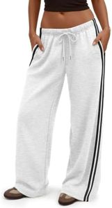 Trendy Queen Women's Wide Leg Sweatpants Side Stripe Fleece Lounge Pants